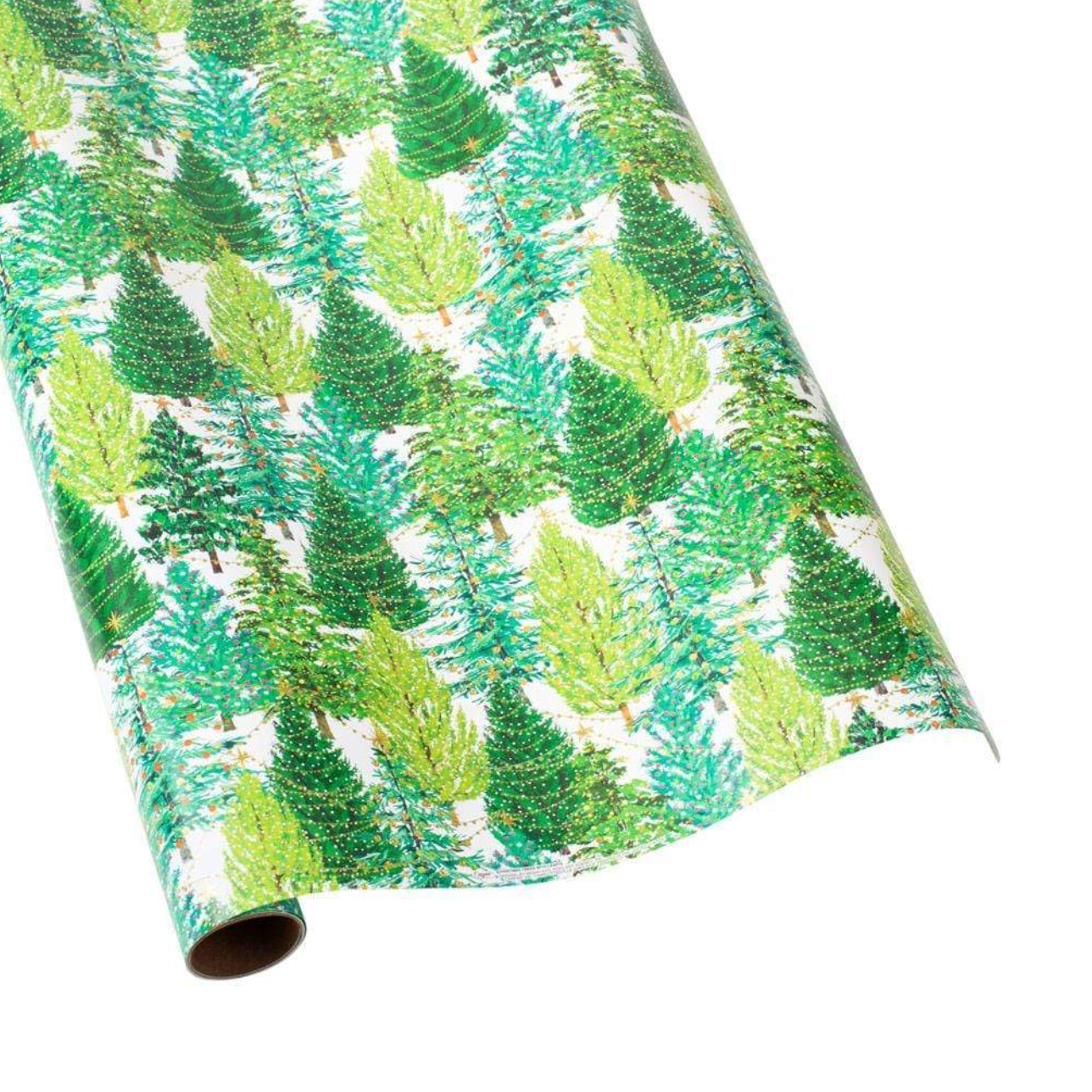 Christmas Trees With Lights White Roll Wrap