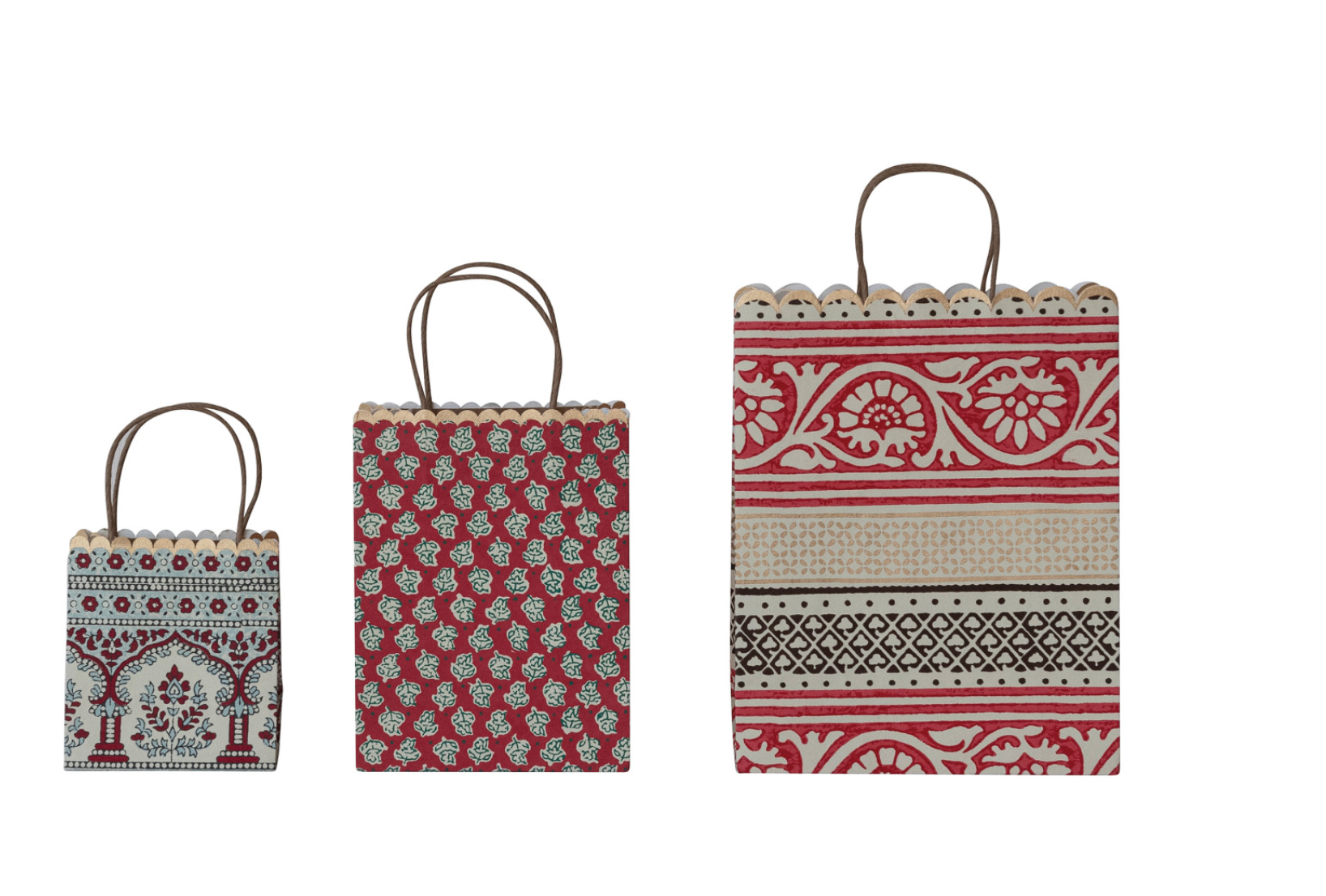 Block Printed Scalloped Gift Bag