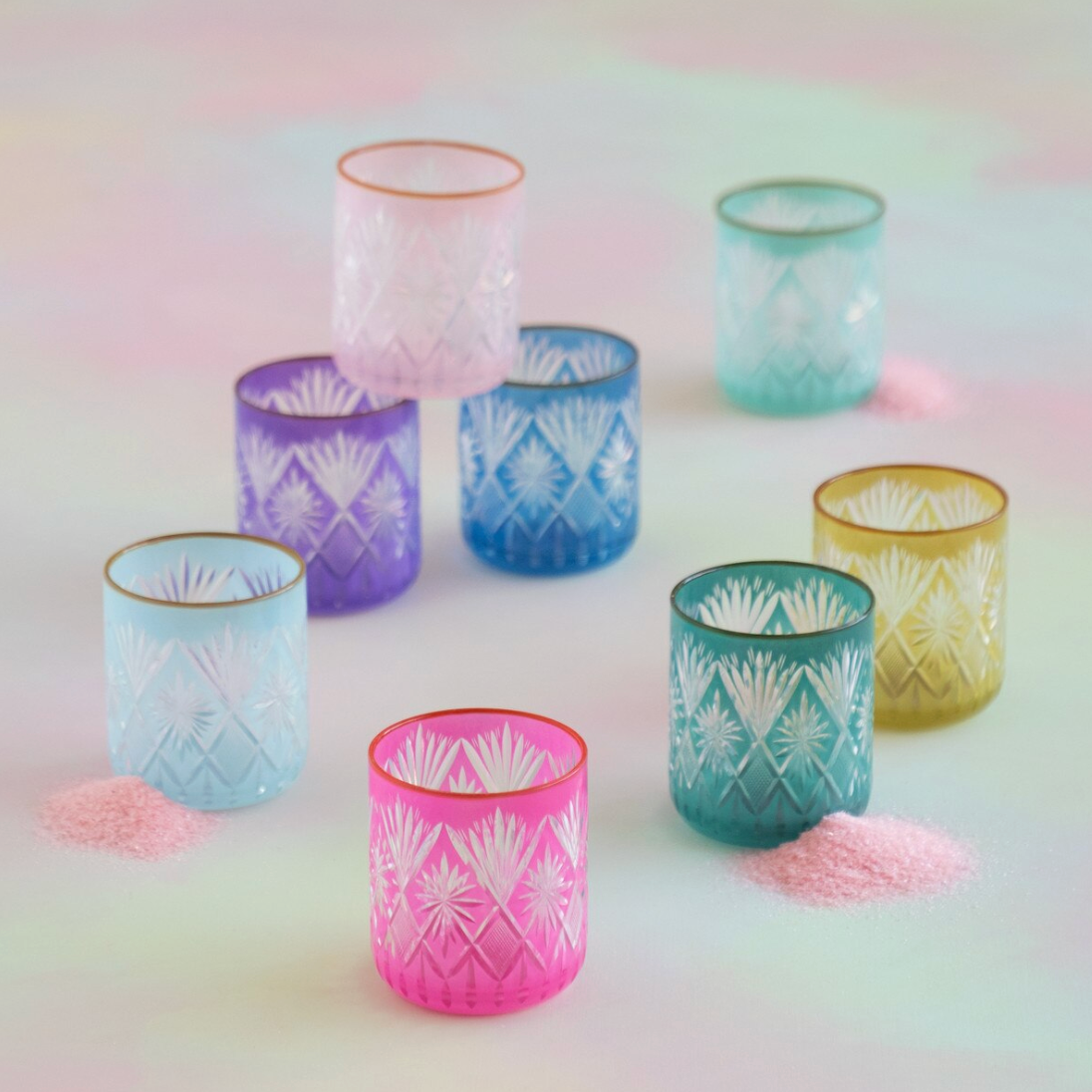 Fetched Etched Glass Cup