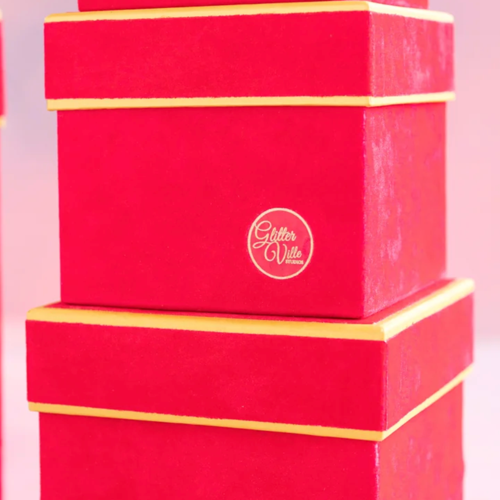 Velvet Red Square Stacking Box