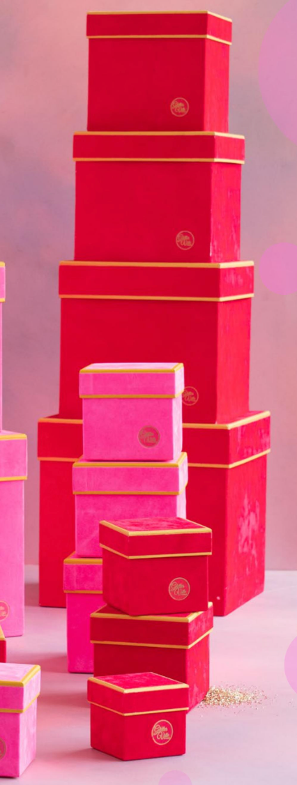 Velvet Red Square Stacking Box