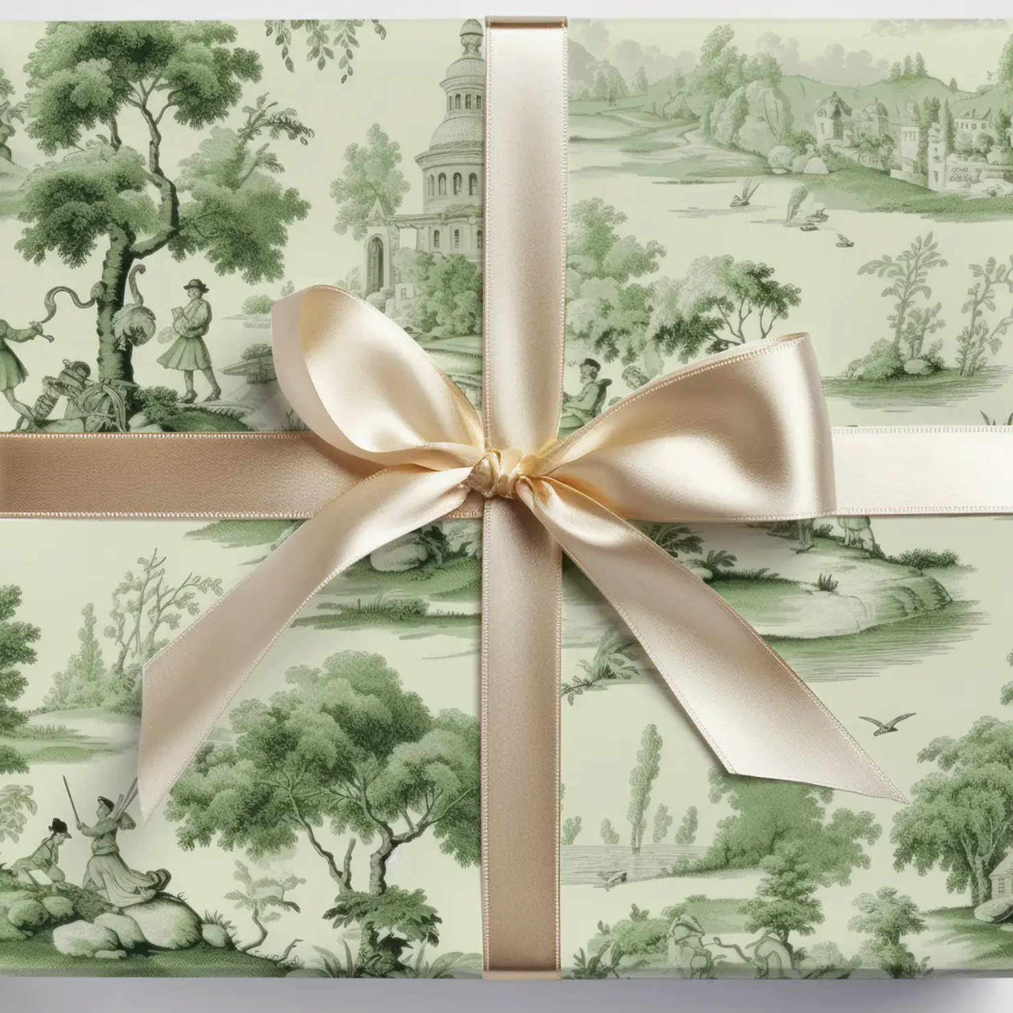 Green Toile Gift Wrap