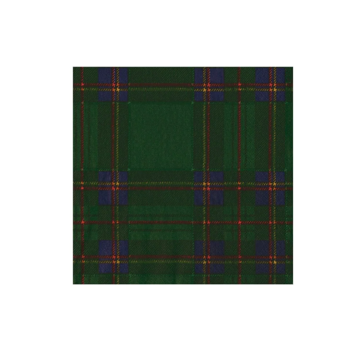 Royal Plaid Green Cocktail Napkin