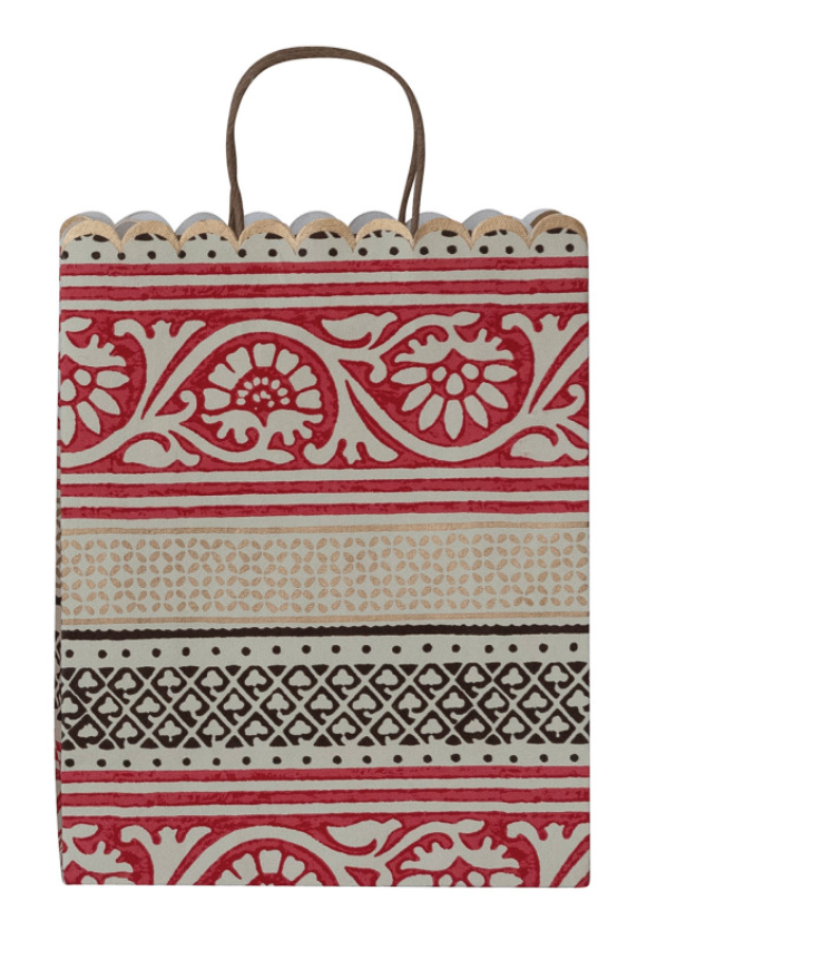 Block Printed Scalloped Gift Bag