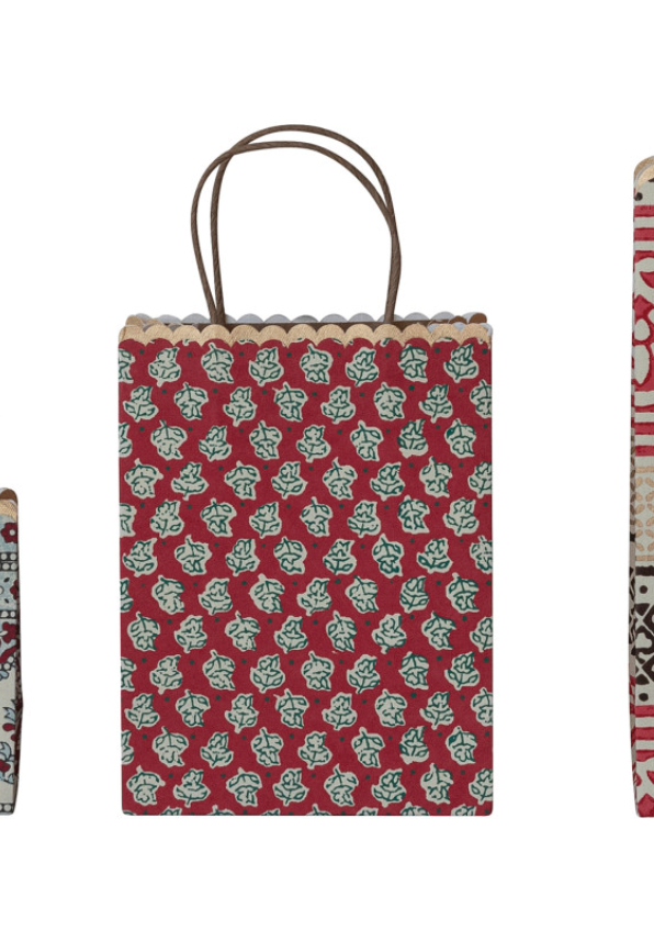 Block Printed Scalloped Gift Bag