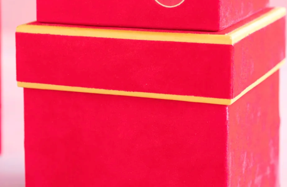 Velvet Red Square Stacking Box