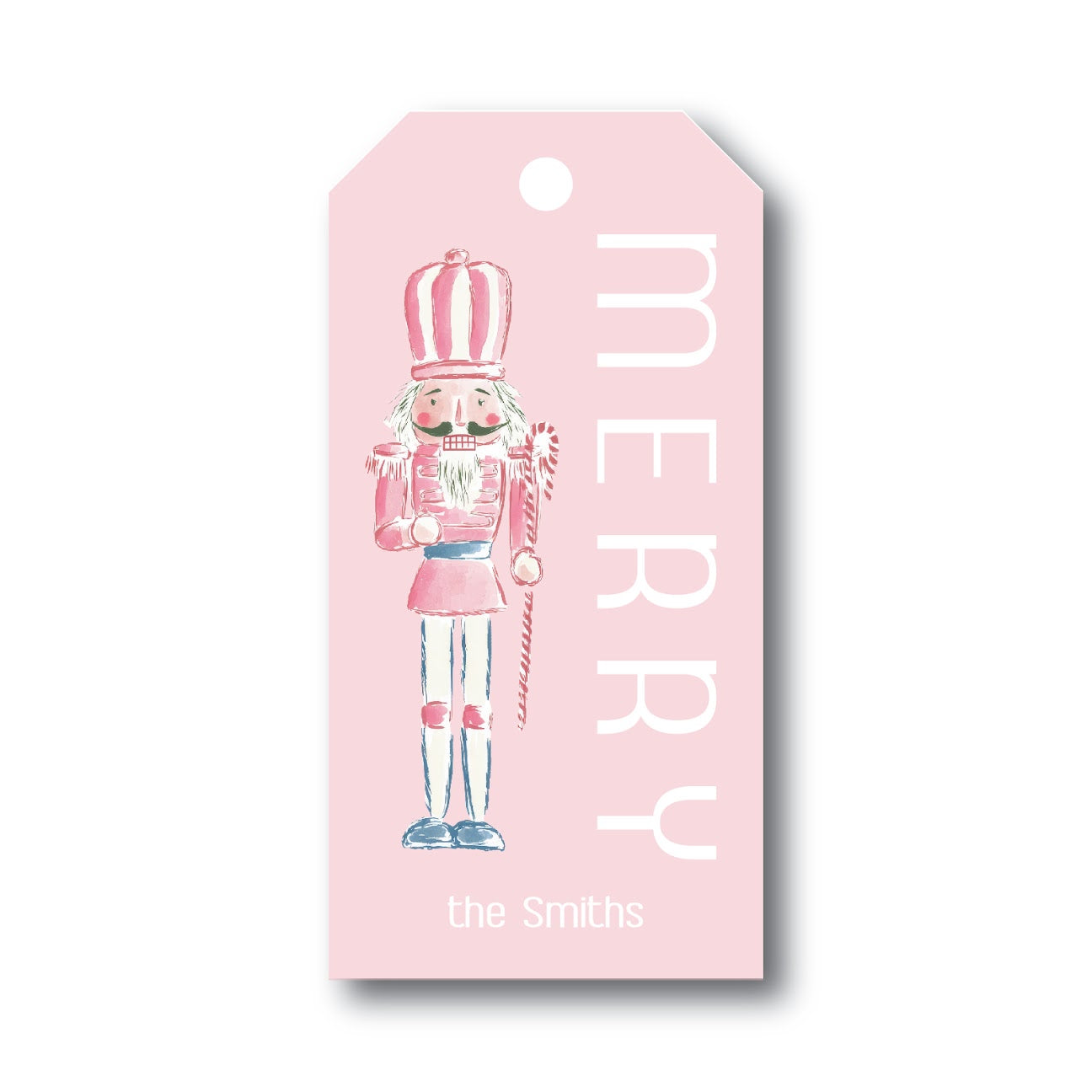 Pink "Merry" Nutcracker Gift Tag