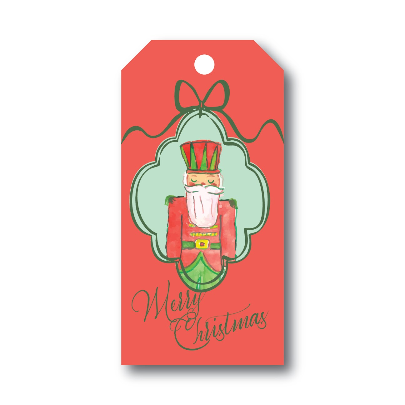Red "Merry Christmas" Nutcracker Gift Tag