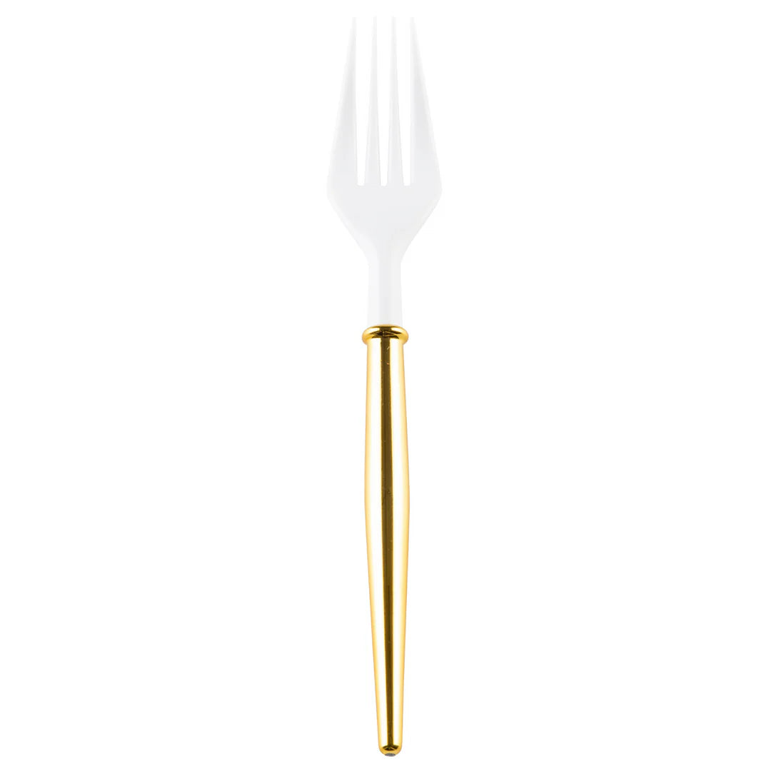 Cocktail Forks White and Gold