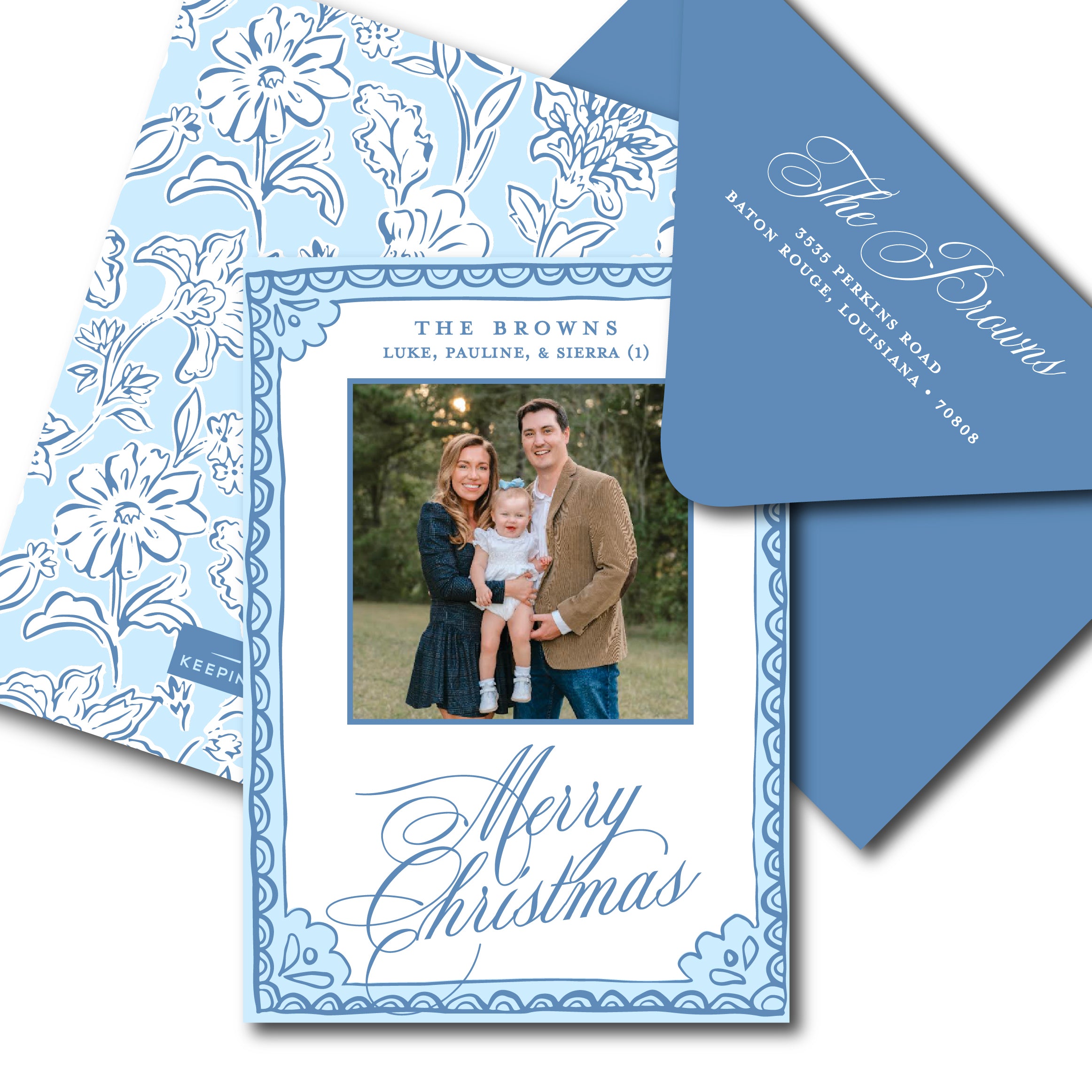 Blue Border Holiday Card