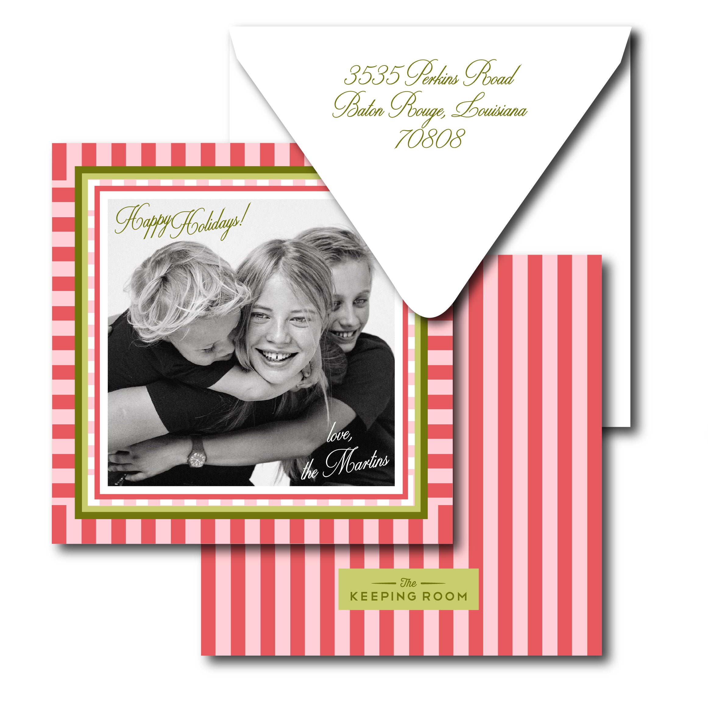 Square Striped Holiday Card