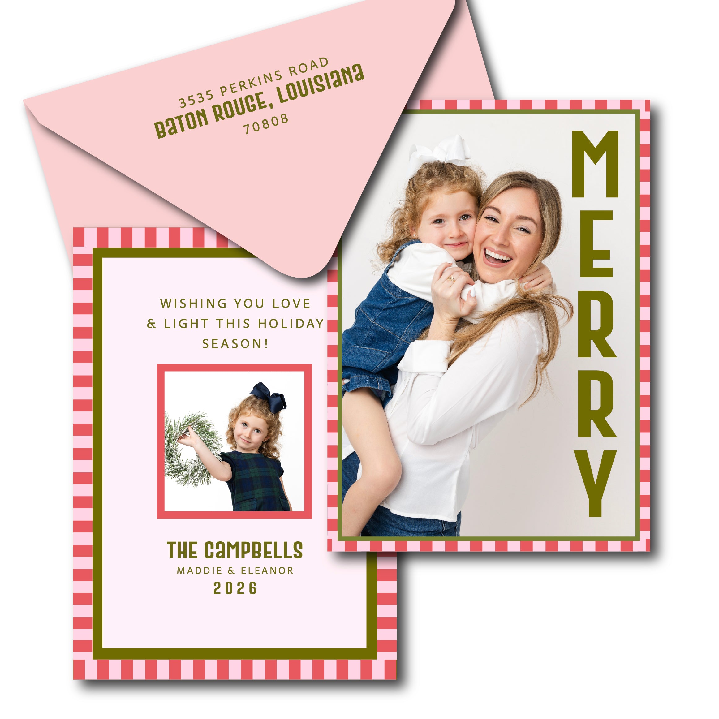 Merry Striped Holiday Card