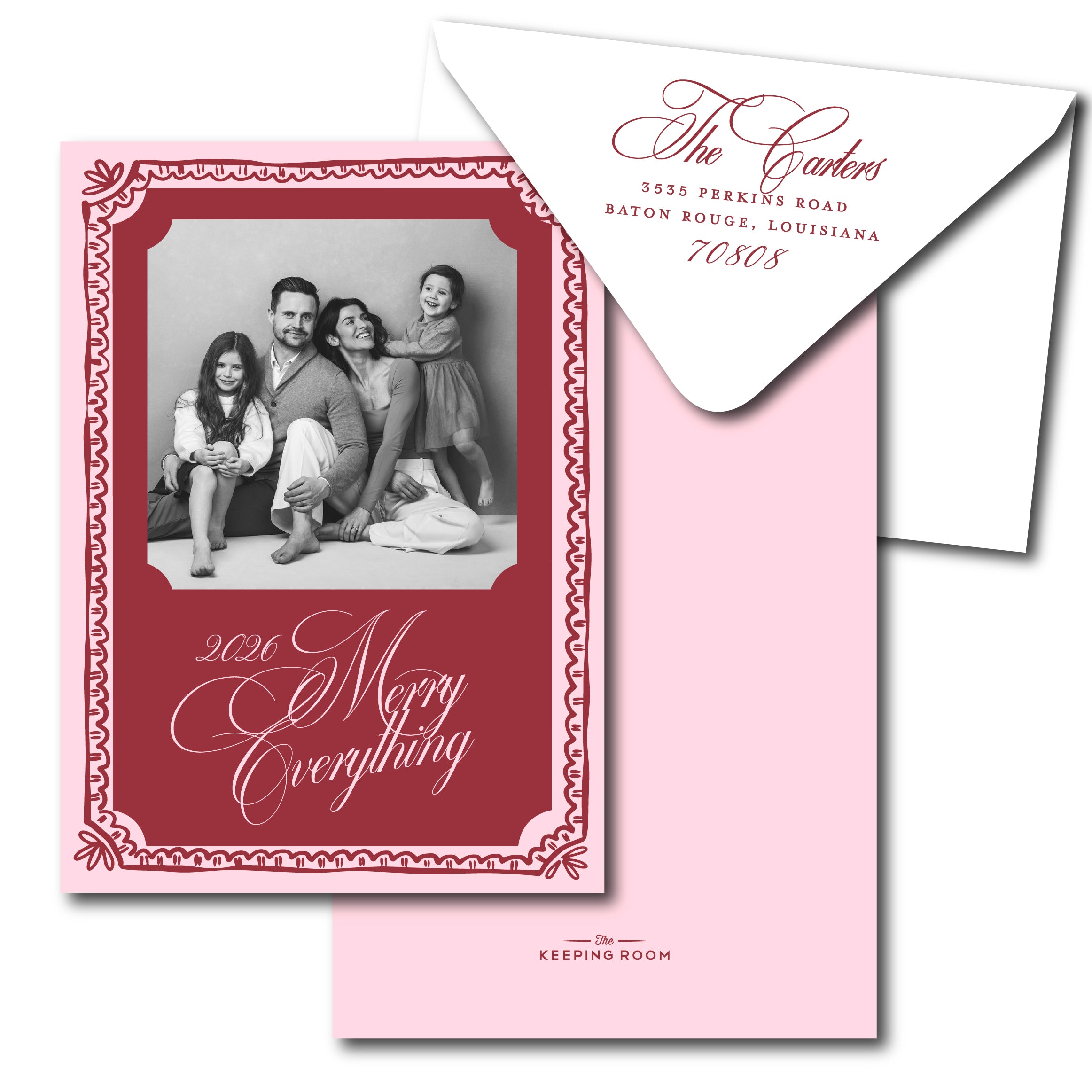 Pink Border Holiday Card