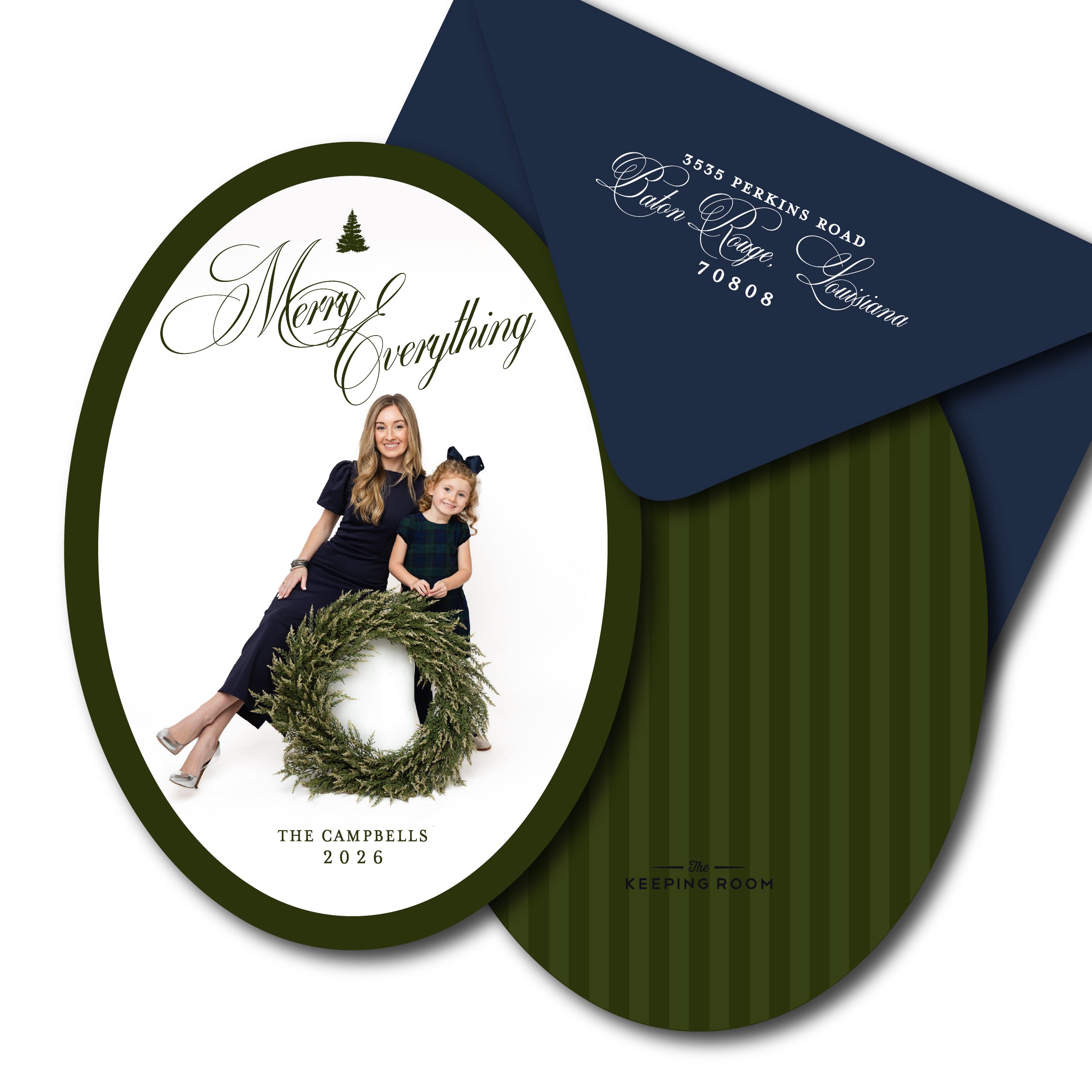 Oval Striped Holiday Card