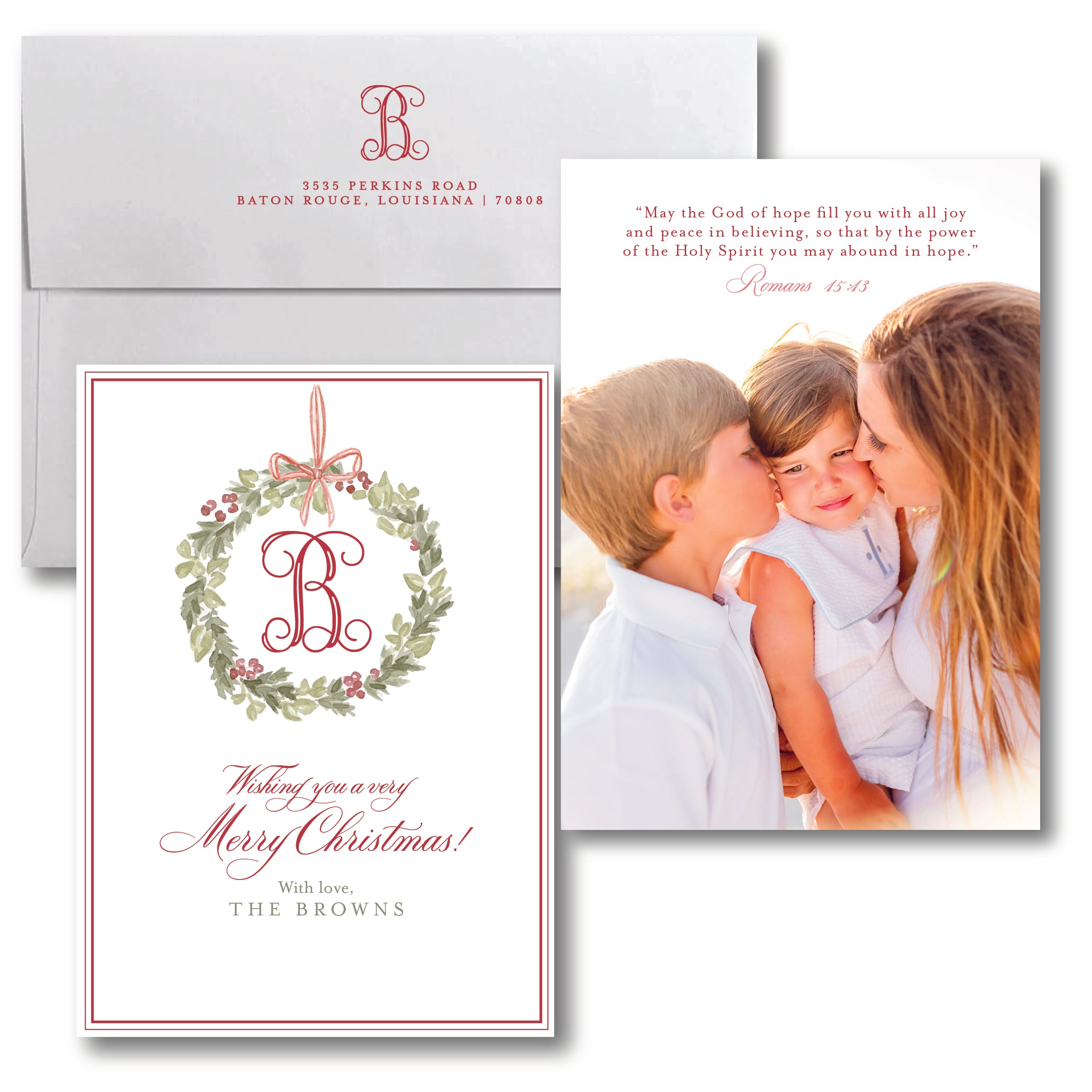 Wreath Monogram Holiday Card