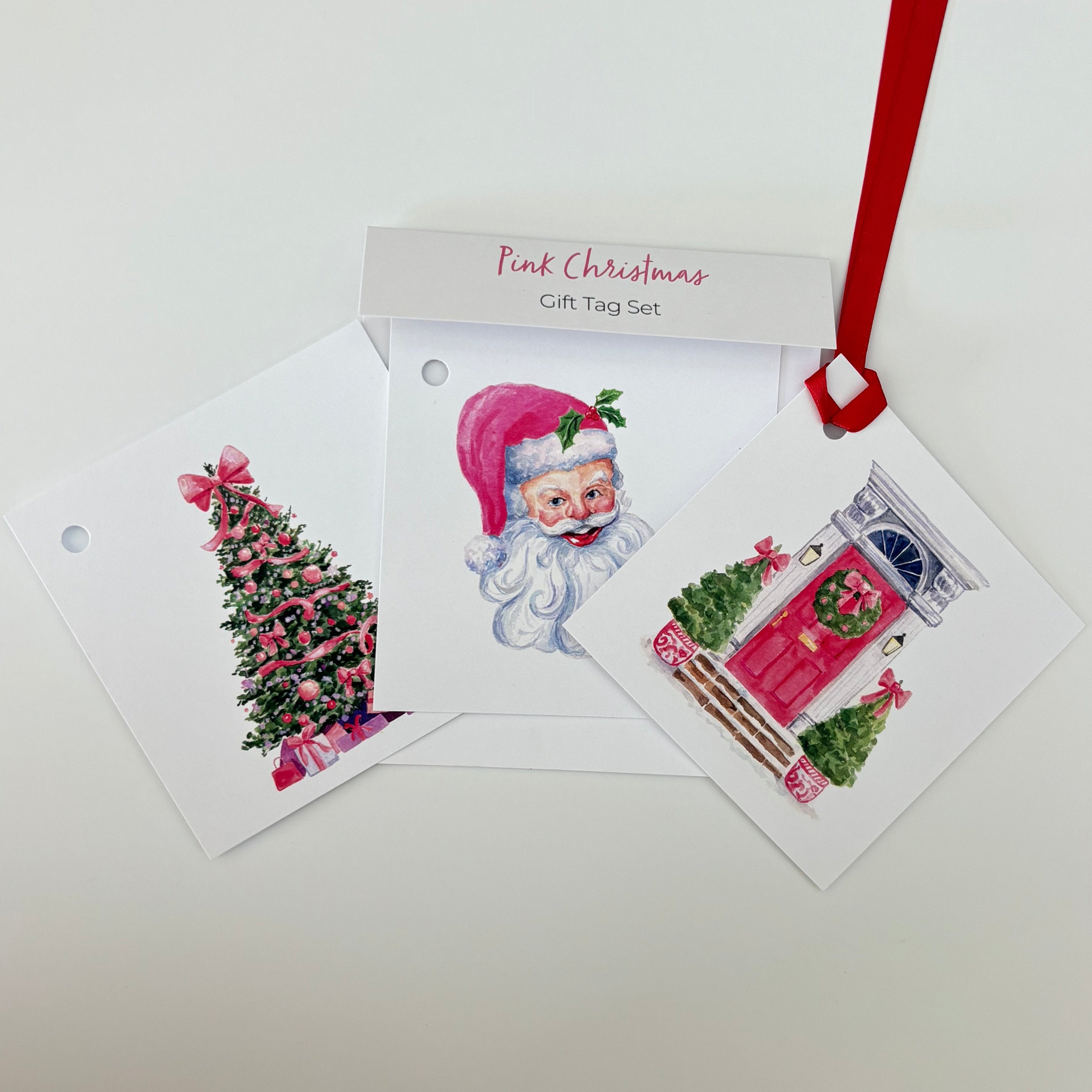 Pink Christmas Gift Tag Set