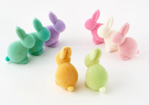 Pastel Seated Bunny with Pom-Pom Tail