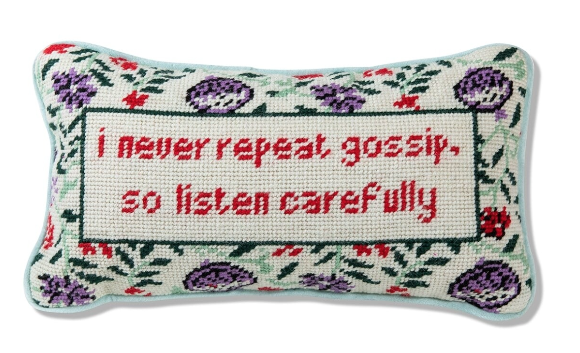 Gossip Needlepoint Pillow