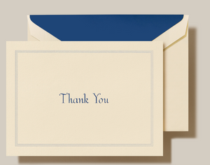 Blue Triple Hairline Thank You Notes