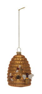 Glass Bee Skep Ornament