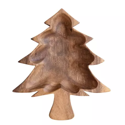 Acacia Wood Christmas Tree Bowl