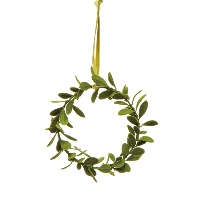 Round Flocked Boxwood Wreath