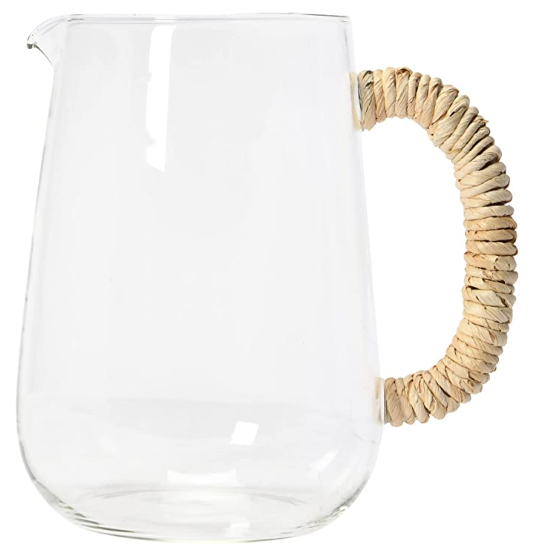 Glass Pitcher with Natural Wrapped Handle