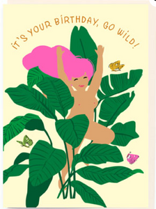 Girl and Plants Birthday Card