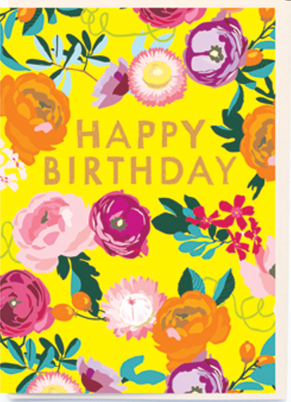 Roses and Berries Happy Birthday Card
