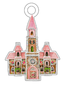 Pink Gingerbread House Acrylic Gift Tag