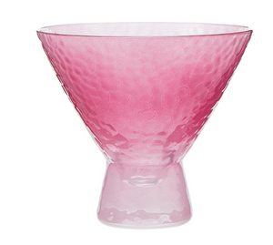 Pink Hammered Martini Glass