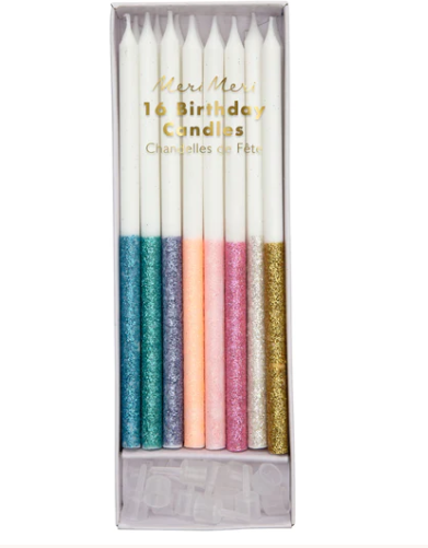 Multi Colored Glitter Birthday Candles