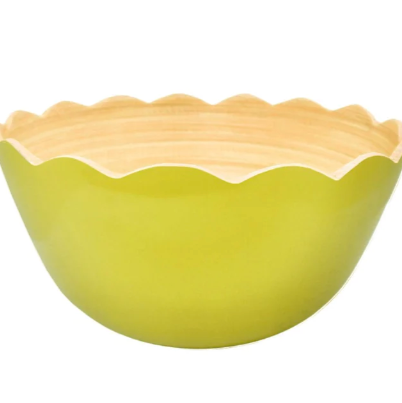 Green Scalloped Bamboo Dip Bowls