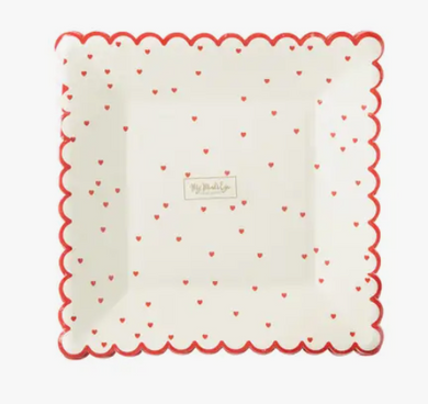 Valentine Red Scattered Heart Plate