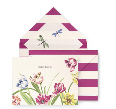Dragonflies and Tulips Thank you Card Set